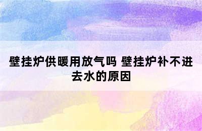 壁挂炉供暖用放气吗 壁挂炉补不进去水的原因